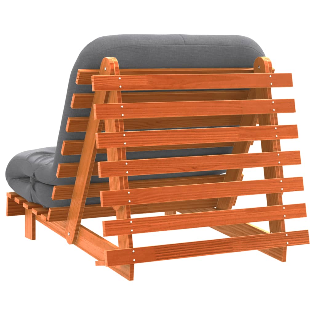 Vidaxl Sofa Rozkładana Futon, Z Materacem, Woskowy Brąz, 90X206X11 Cm