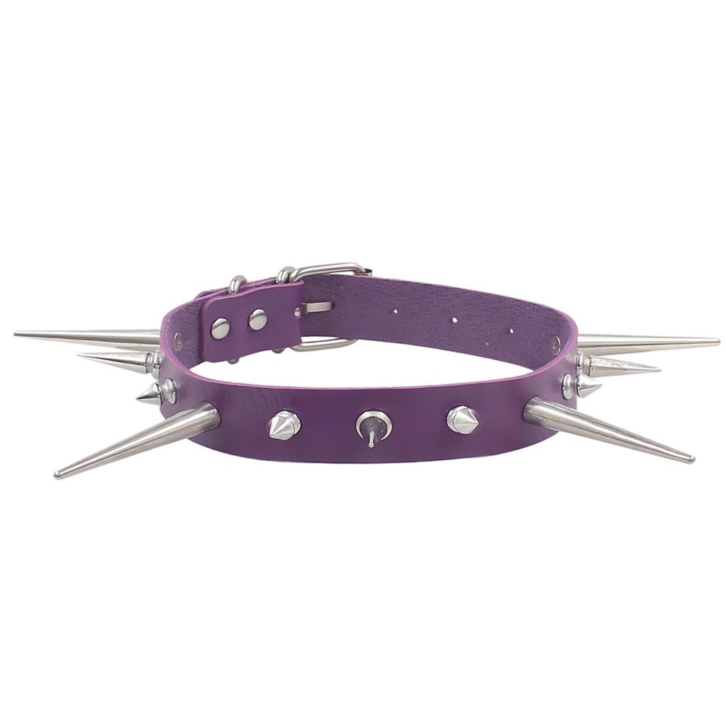 Eco-friendly PU Leather European and American Fashion Punk Style Gothic Long and Short Rivets Spikes Exaggerated Collar Collar Necklace Necklace