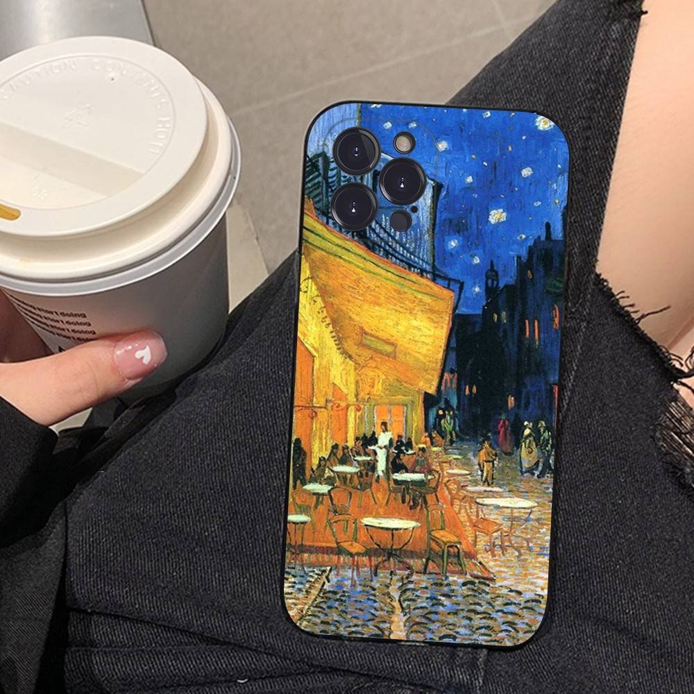 Art Vincent Van Gogh Phone Case For iphone 16 15 17 13 14 12 11 Pro Max Plus Black Shell Cover Case