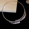 Elegant Bridal Tassel Necklaces Shining Neck Chain Choker Water Drop Rhinestone Jewelry  Wedding