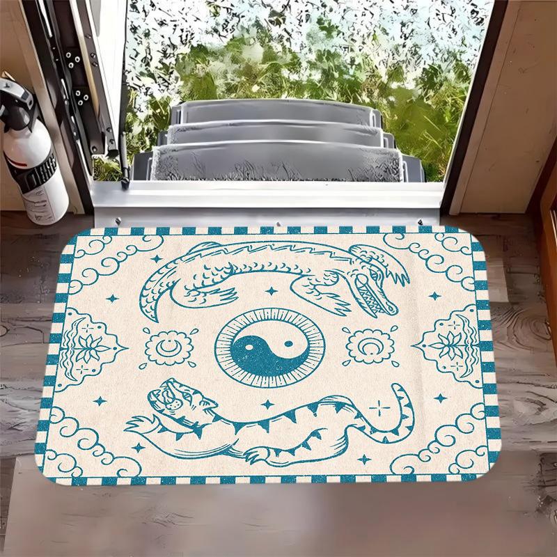 

Chinese Style Tai Chi Dragon Tiger Carpet Mat Rug Non-slip Entrance Doormat for Home DecorationLiving Room Bedroom Decoration 40cm x 60cm