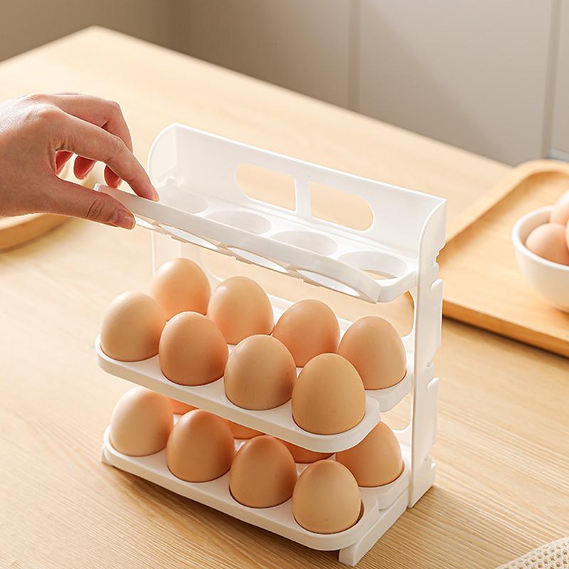 3 Layer Foldable Egg Storage Box Organizer For Refrigerator Refrigerator Side Door Kitchen Egg Organizer Holder Food Storage