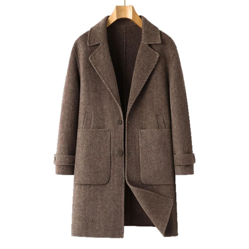 Men's Wool Double-Faced Mid-Length Trench Coat - 2025 Autumn/Winter Collection