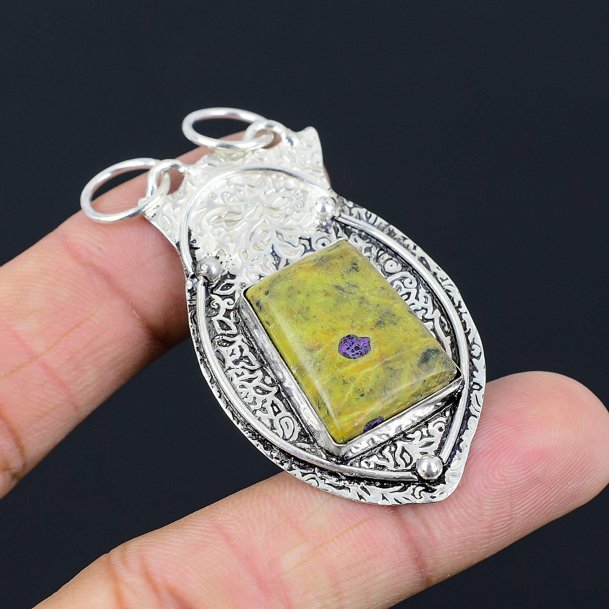 Daughters Day Deal 925 Silver Atlantisite Stone Mother Birthday Wedding Pendant