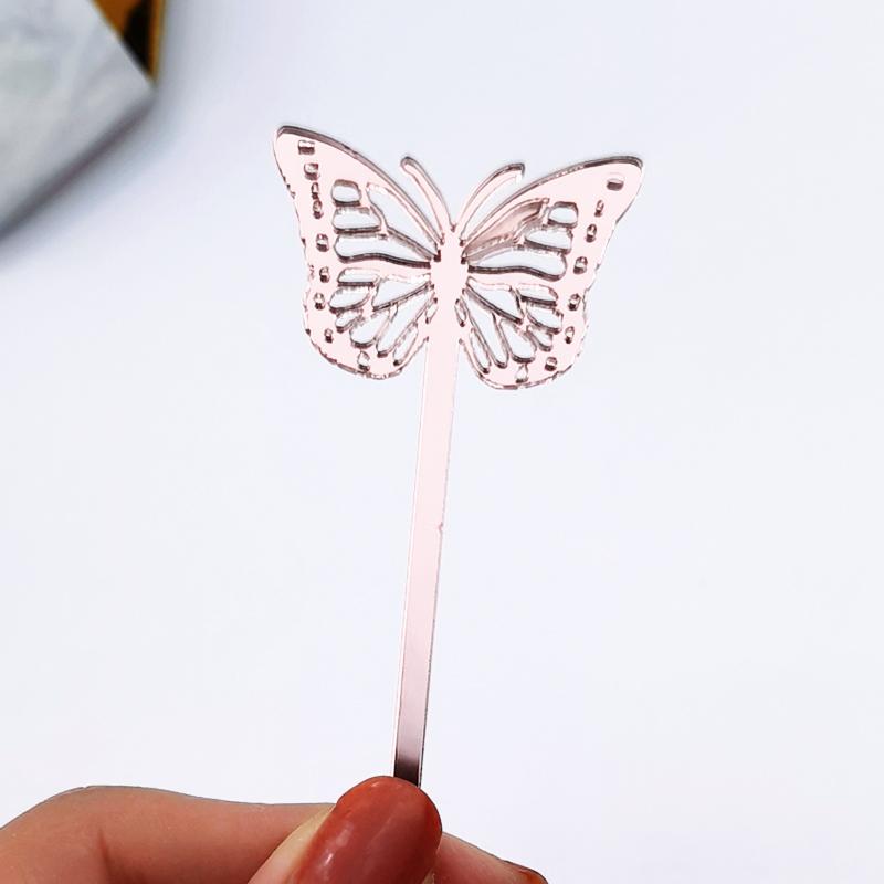 8 Stück Acryl Schmetterling Cupcake Topper Golden Silbern Transparent Kuchen Topper Hochzeit Geburtstagsfeier Zeremonie Babyparty Deko