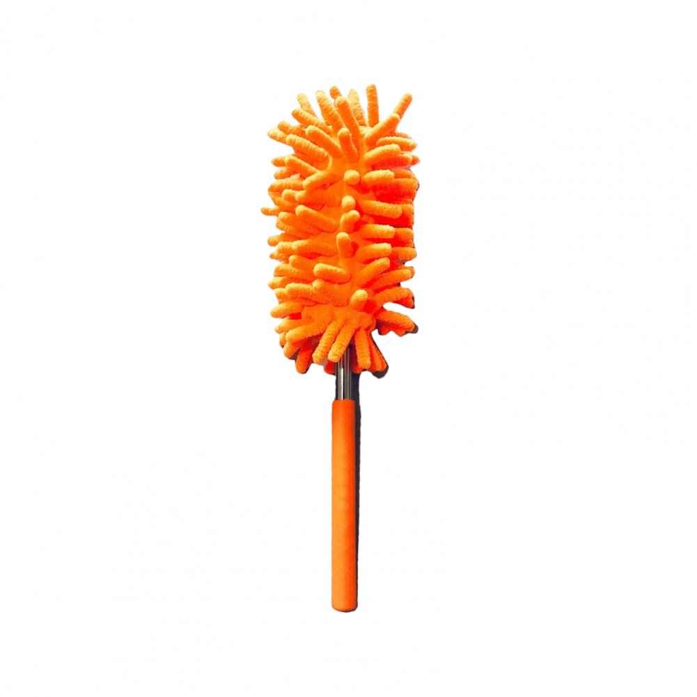 Replaceable Head Duster Microfiber Chenille Duster with Retractable Stainless Steel Pole for Home Office Car for Desktops оранжевый
