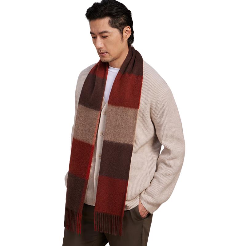 

Классический клетчатый мужской шарф Shanghai Story из 100% кашемира 30*180cm (with fringe)