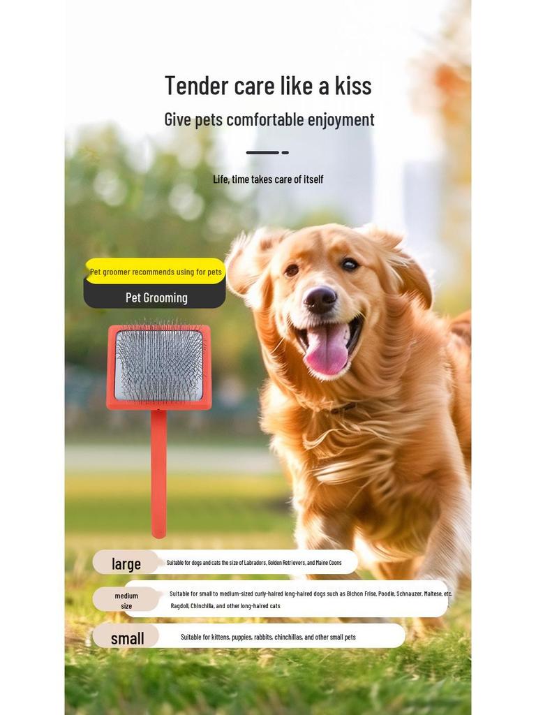 Custom Pet Hair Brush for Shedding and Fluffing - Fine Needle Air Cushion Comb for Dogs & Cats