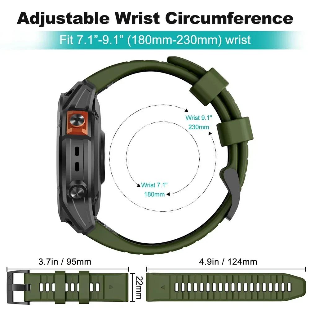 Cinturino in Gomma QuickFit da 22 mm 26 mm per Garmin Fenix 8 Pro 7 7X 6 6X GPS 5 5X plus 3HR/instinct 3 2X 970 Braccialetto Fenix 8 Cinturino Orologio