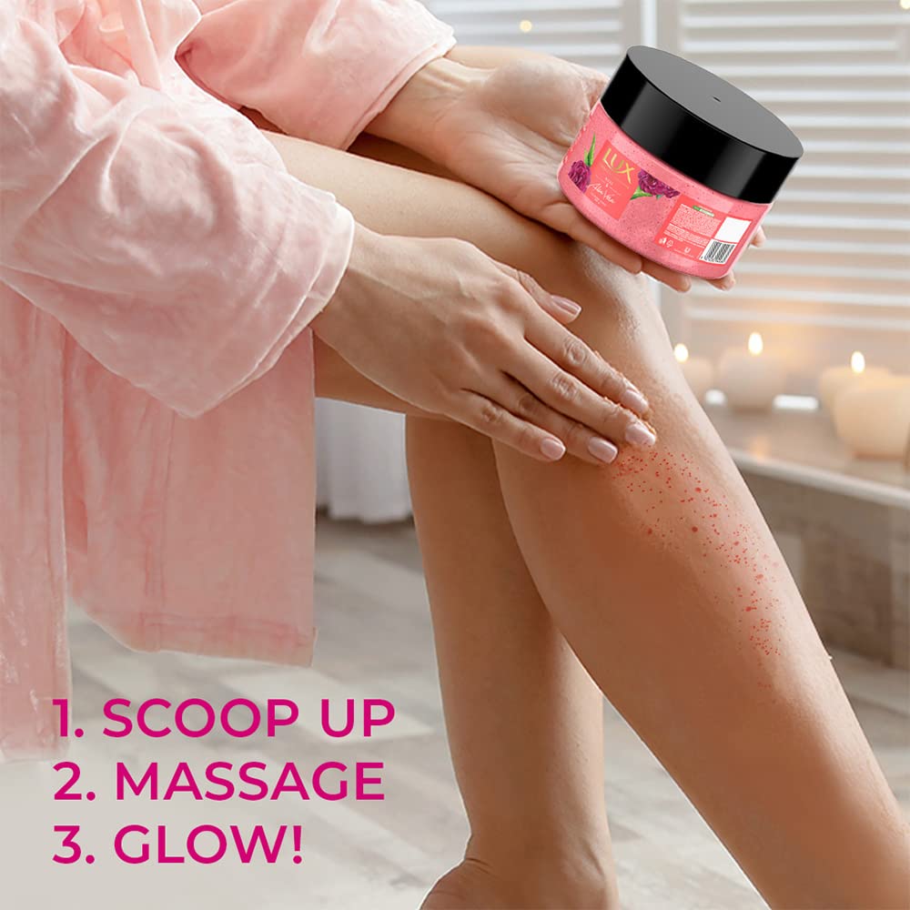 Lux Essence Of Himalayas Rose & Aloe Vera Crème Body Scrub 300 Ml | Gentle Exfoliating Natural Paraben Free Skin Polish For Radiant Smooth Glow