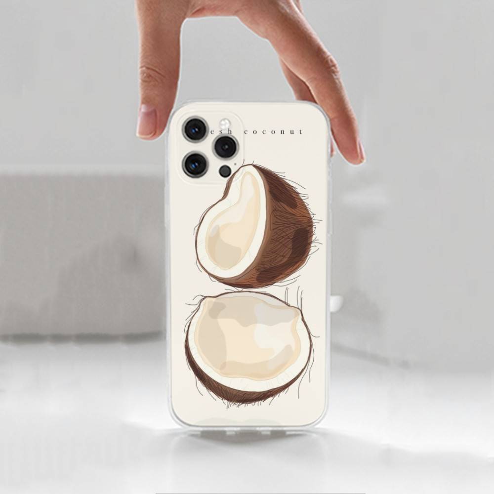 Coconut For iPhone Max,14,SE,12,15,Pro,17,Plus,11,XS,Mini,16,X,13,XR,Transparent Soft Cover Case