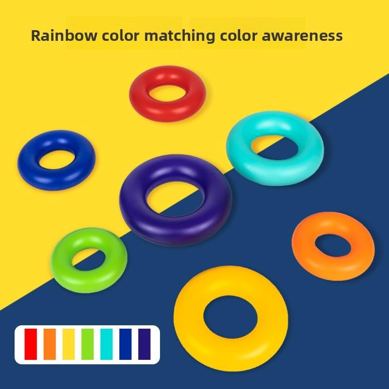 Baby Stacking Rainbow Tower Toy For Infants 6-12 Months Enhances Motor Skills