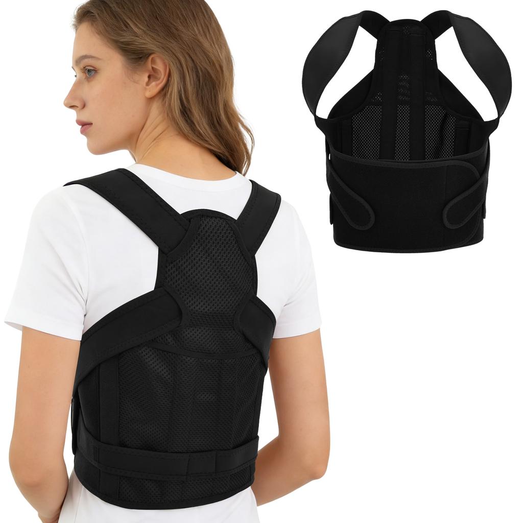 1Pc Back Brace Posture Corrector Adjustable Comfortable Posture Corrector Neck Shoulder Back Straightener for Men and Women Work