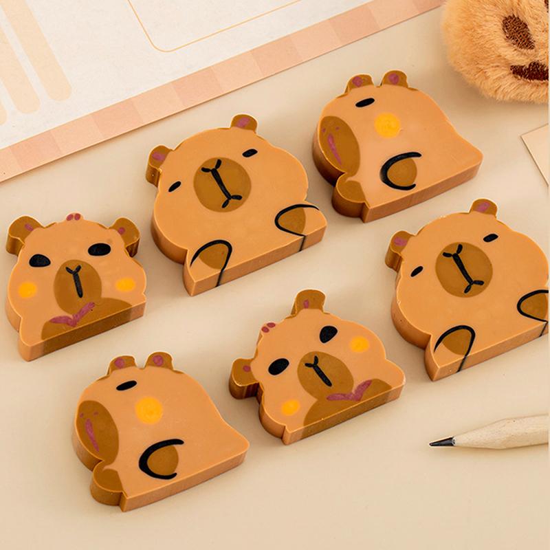 10Pcs Kawaii Capybara Eraser Soft School Supplies Clean Mess Free Stationary Office Student Rubber Eraser For Kids Gift