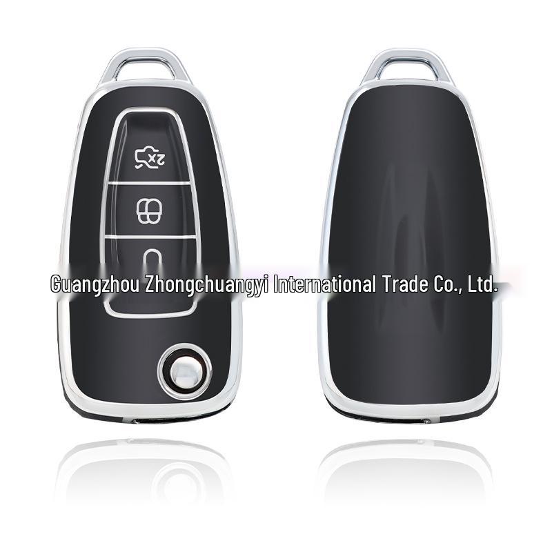 Silver Protective Key Cover for Ford Kuga, Focus, Tourneo, Mustang, Edge, Mondeo, and Ecosport
