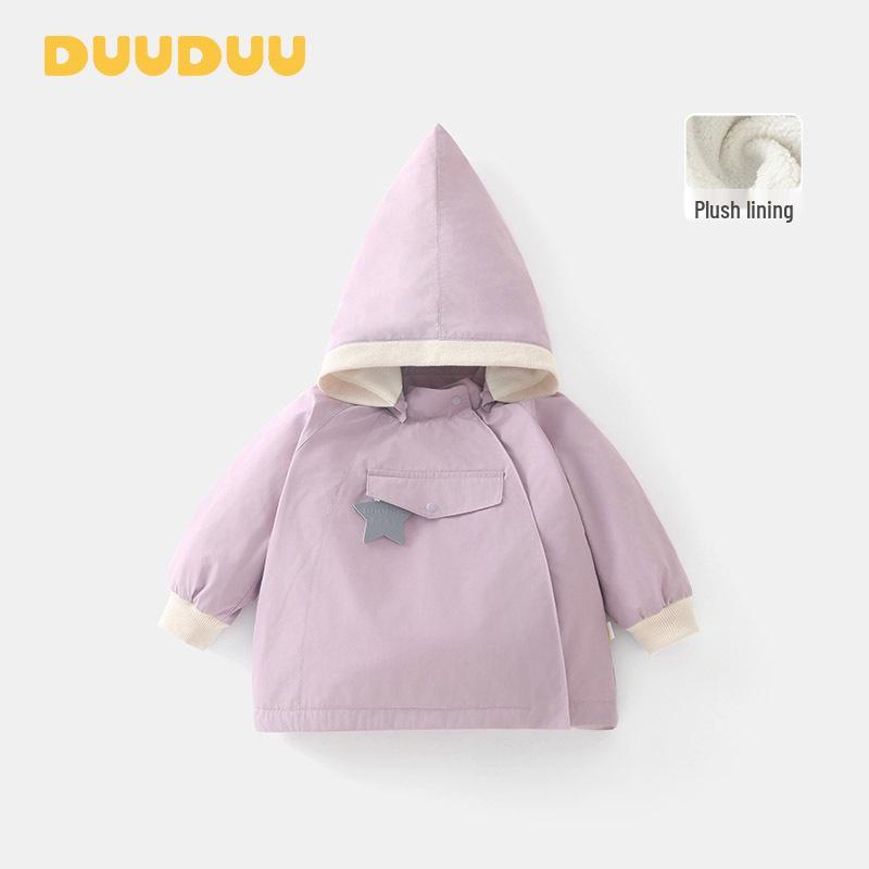 DUUDUU 2025 Новый осенне-зимний двухслойный флисовый пальто для малышей - Ветрозащитная верхняя одежда для девочек. 90cm
