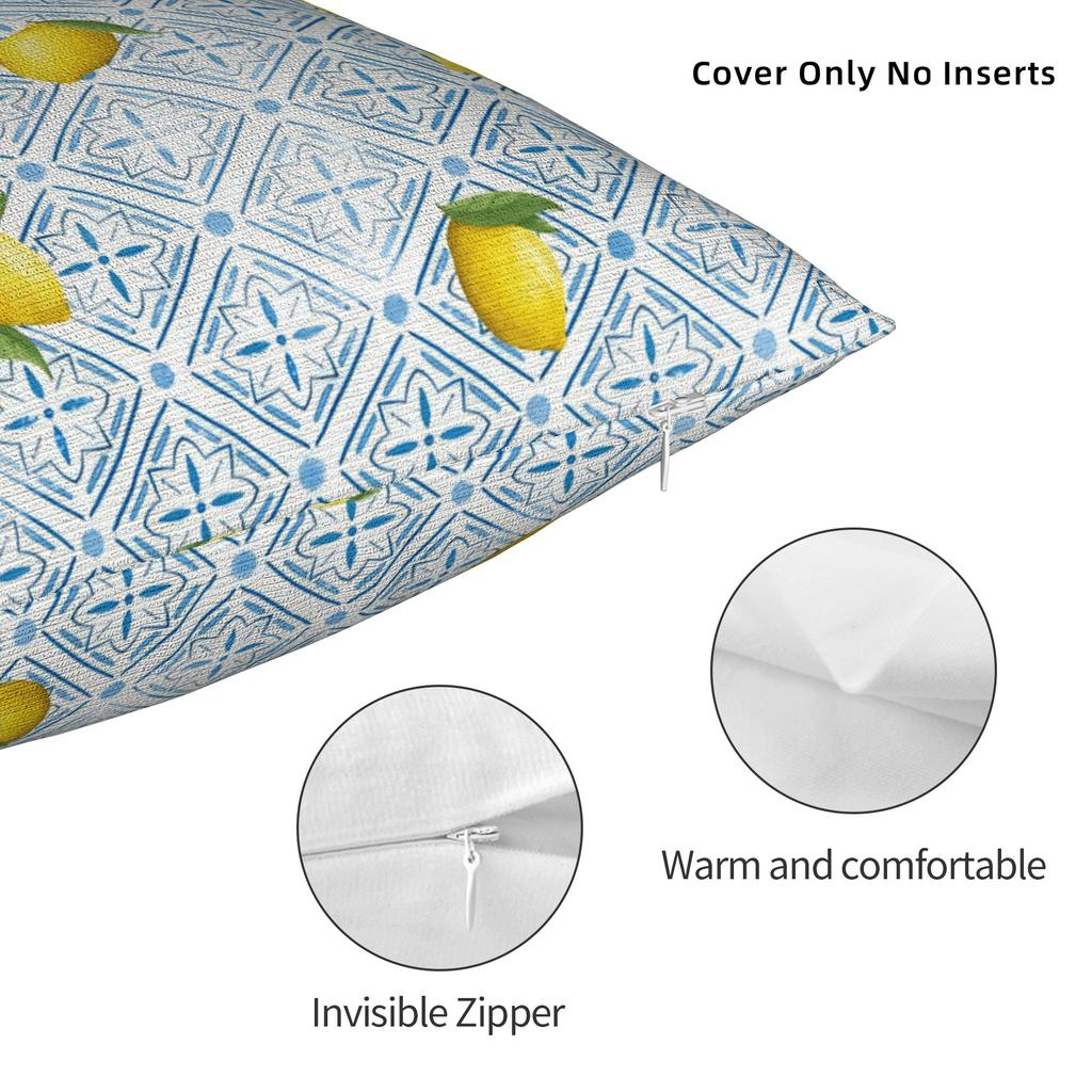 Lemon and Blue Pattern Pillow Case Soft Pillow Cover For Sofa Car Home Decor Novelty Cushion Cover