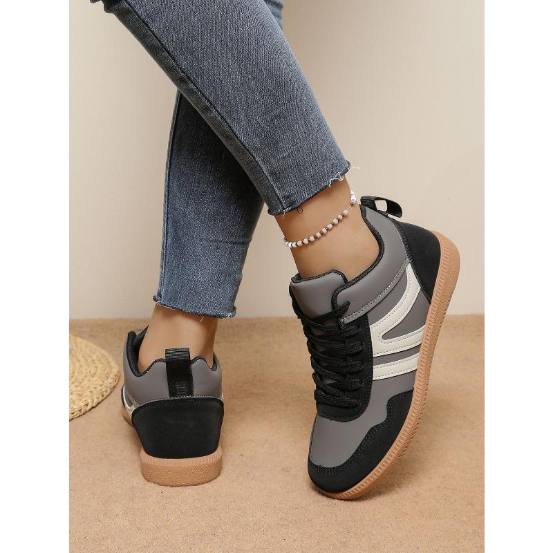 Autumn Sports Shoes Women's 2025 Autumn New Lace-up Plus-size Color-blocking Low-top Cotton Shoes