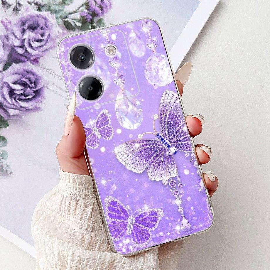 For Xiaomi Poco M7 Pro 5G X7 Pro Back Cover Girly Fashion Flower Butterfly Painting Soft TPU Clear Fundas PocoM7 Pro X7Pro Case