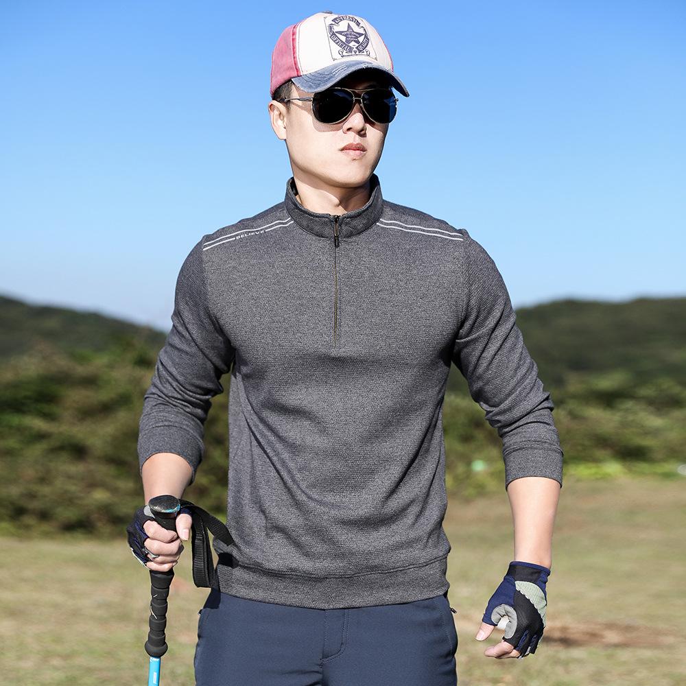 

Мужской флисовый пуловер с длинным рукавом и воротником-стойкой – Плотный, Дышащий, Теплый, для занятий спортом на открытом воздухе осенью 2XL