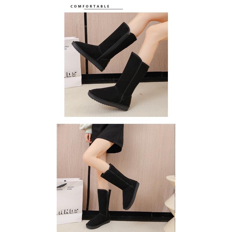 Tall snow boots women's autumn new velvet thickened side zipper foreign trade large size long tube Northeast snow shoes