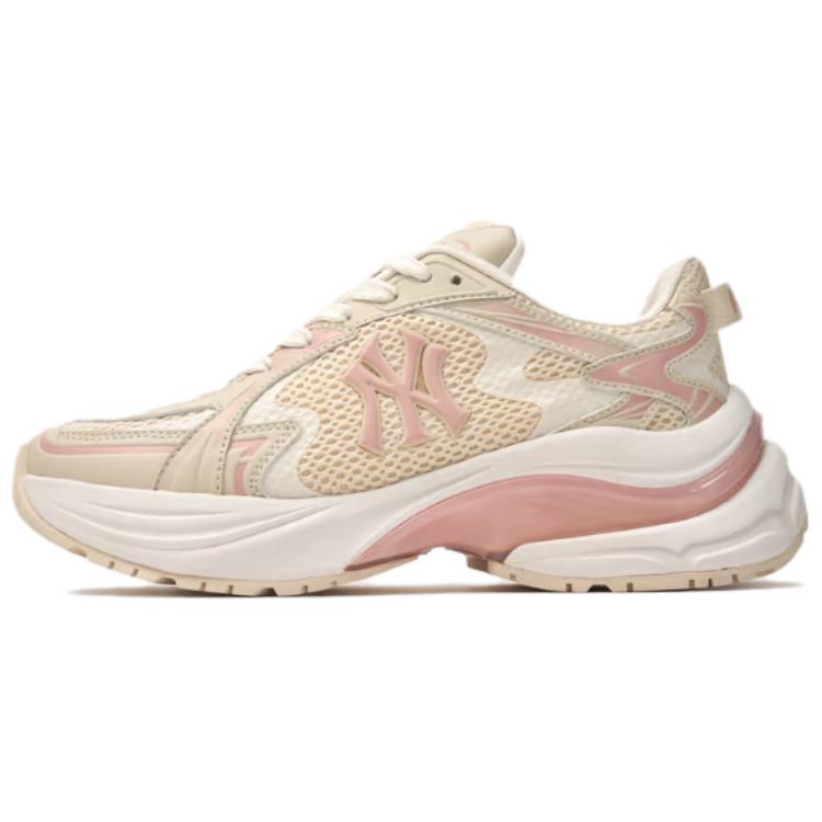 

New MLB New York Yankees Anti Slip Wear Resistant Low Top Casual Running Shoes Unisex Beige Pink 3ARNSPL4N-50CRS 40.5