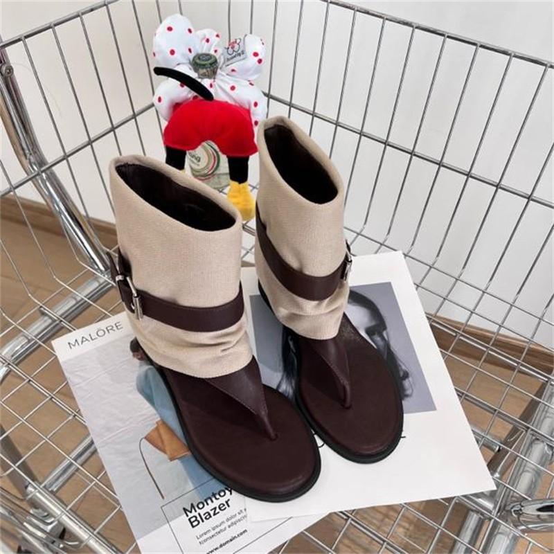 Retro Hong Kong style summer new fashion cool boots casual belt buckle toe Internet celebrity versatile short boots wedge heel shoes