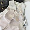 French Vintage Button Small Crew Neck Jacquard Brocade Weaving Gold Embroidered Vest Top