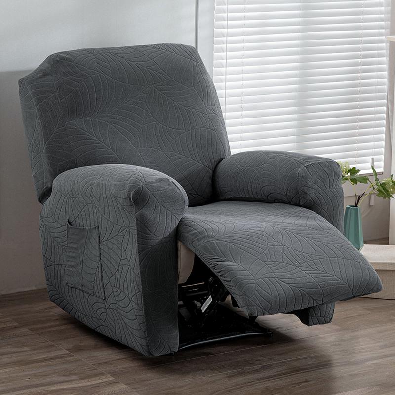 1/2/3 Seater Recliner Sofa Cover Solid Color Cushion Cover Sofa Cover Lazy Chair Jacquard Waterproof Leaf Shapeed Sofa Covers