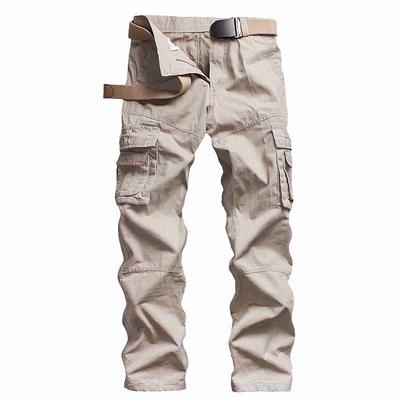 Men's Casual Multi-Pocket Straight Pants - Large Size, Spring & Autumn, Loose Fit Sports Style
