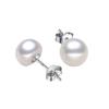 Genuine Freshwater Pearl Stud Earrings Women,Gorgeous White Natural 925 Silver Pearl Earring Jewelry Wife Birthday Gift Black