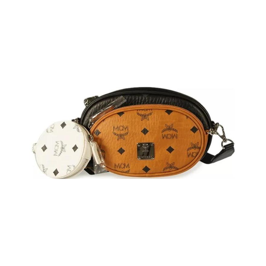 MCM Essential Visetos Originele Crossbody Tas Unisex tassen Zwart Wit Bruin MWRBSSE01BW001 Basic Set (Bag+Dust Bag)