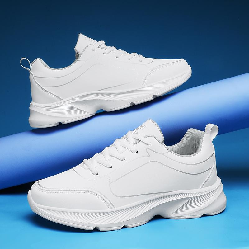 Autumn New Leather Breathable Casual Sports Shoes Large Size Lightweight Soft Sole Running Shoes