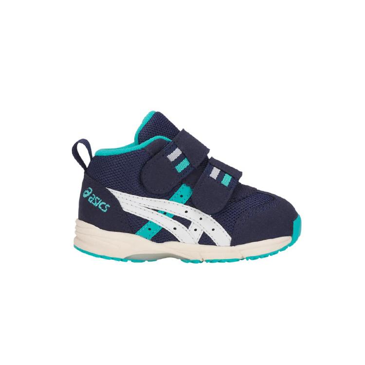 Asics Abrasion Resistant, Breathable, And Anti Kick Mid top Running Shoes Blue White Infant And Toddler TUB127-400