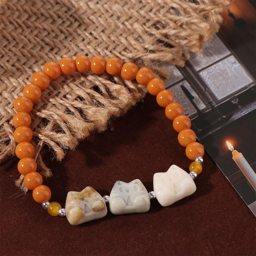 Cute Biscuit Cat Bracelet Adjustable Cat Beads Bracelet Fashion Friendship Bracelet  Friends