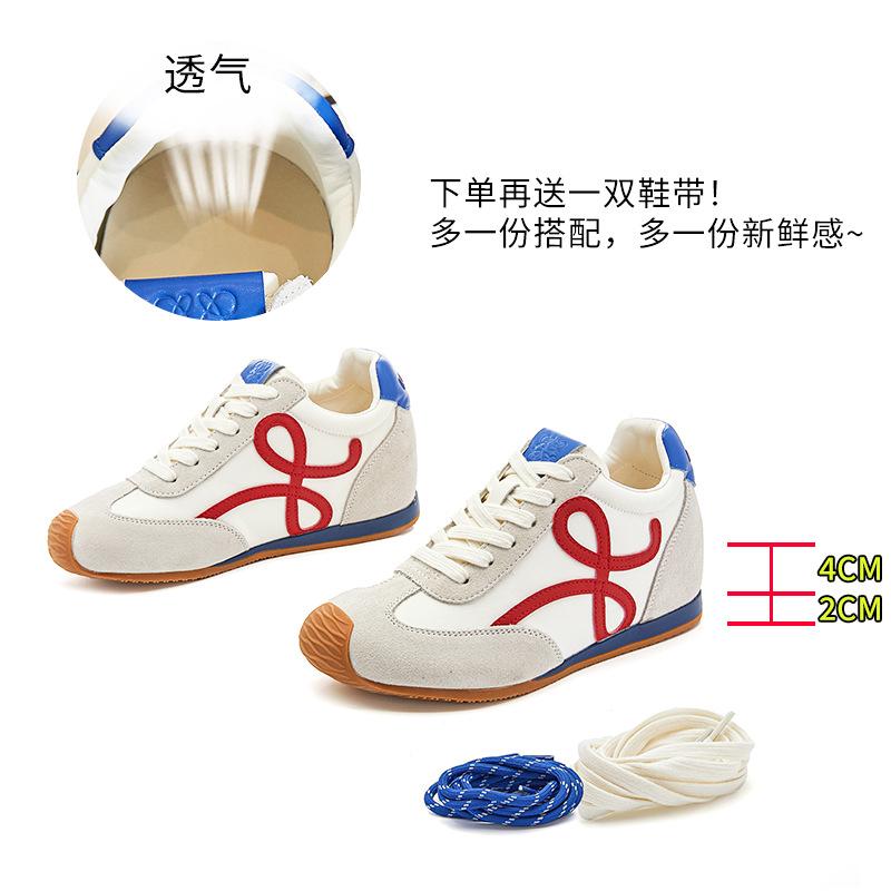 inner height increase 4cm pair of shoelaces Dexun shoes 2025 autumn new mango head Forrest Gump shoes women's casual sports shoes women