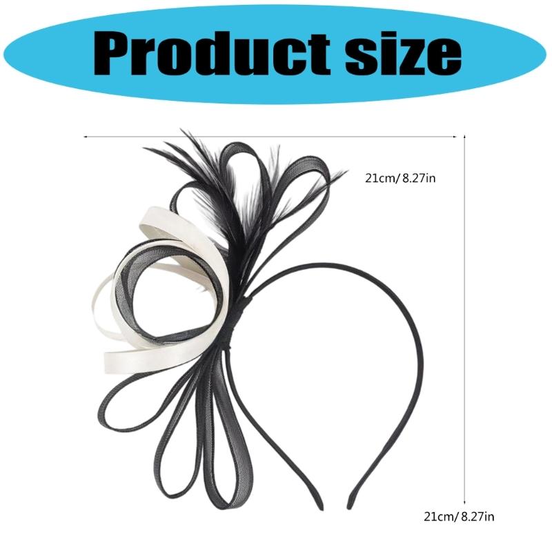 Feather And Tulle Hair Accessory For Weddings Parties Lightweight Adjustable Bridal Mesh Headpiece Fashion Headwear