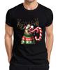 Christmas Crazy Reindeer Candy Cane Funny Cartoon Mens T-Shirt-