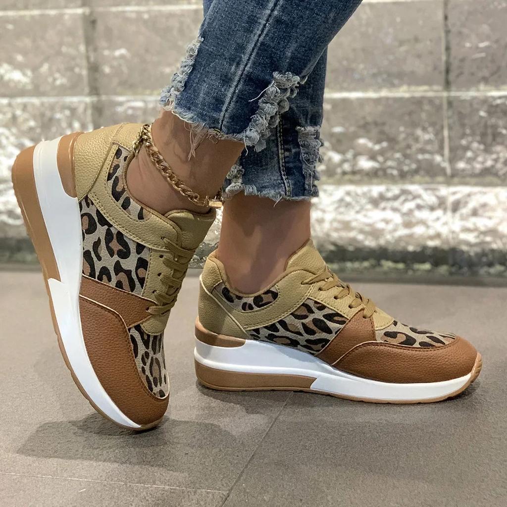 Sneakers Leopard Print Shoes for Women Luxury Brand Women Lightweight Platform Designer Ankle Shoes New Casual Sneakers