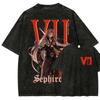 Anime Final Fantasy Graphic Manga Vintage Washed Oversized T Shirt Men Women Casual Short Sleeve Pure Cotton High Quality Female Male Clothing
