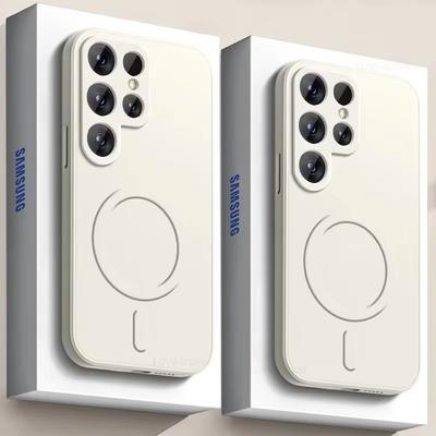 Magnetische Hülle für Samsung Galaxy S24 Ultra S22 S23 S21 Plus S25 FE Hülle für Magsafe kabelloses Laden Luxuriöse weiche Handyhülle