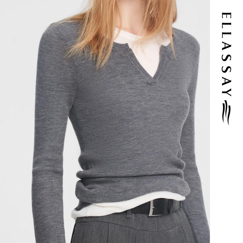 ELLASSAY Women's Relaxed Fit Merino Wool Round Neck Sweater