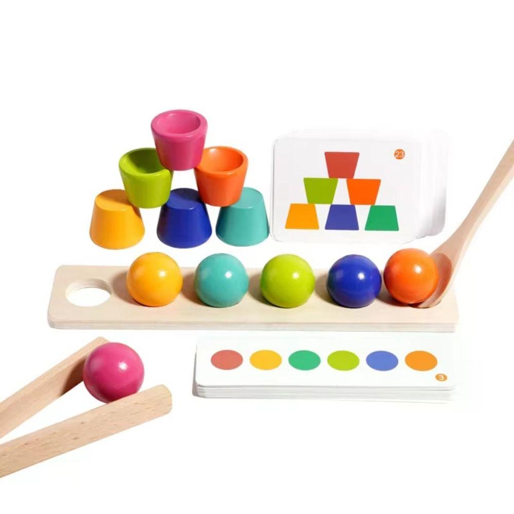 Clip Montessori Color-matching Ball Toys Colored Ball Wooden Color Matching Game  Early Education