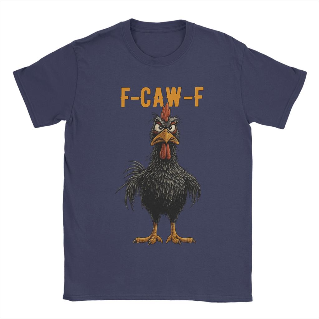 Funny F-Caw-F Black Angry Chicken Meme Cotton T Shirt For Men Summer Streetwear T Shirts O-Neck Harajuku Tee Shirt Big Size Tops