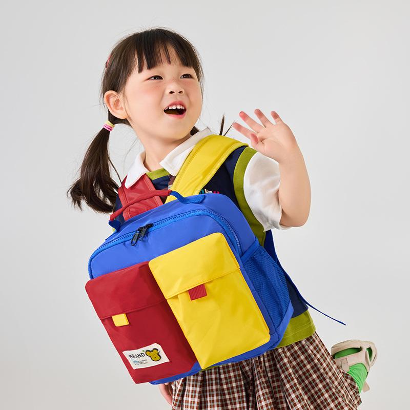 School bag contrasting color children's backpack preschool children's boy and girl versatile bag