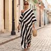 Women's Vintage Striped Print Fashion Top and Wide Leg Pants Set Casual Loose Fit Two Piece Outfit for Daily Wear and Leisure