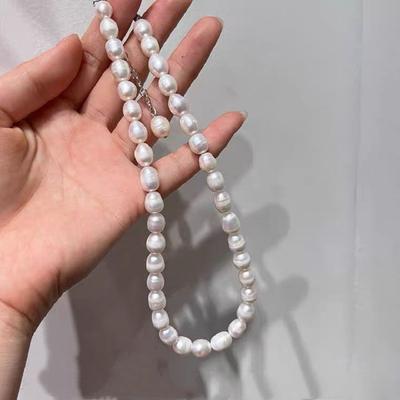 Rice Grain Freshwater Pearl Necklace Large Grain Pearl Personalized Clavicle Chain Simple Versatile Necklace