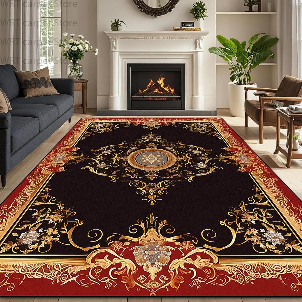 Luxury Persian Living Room Carpet Geometric Design Cover Sofa Area Non-slip Decoration Rugs Dining Room Washable Soft Floor Mat