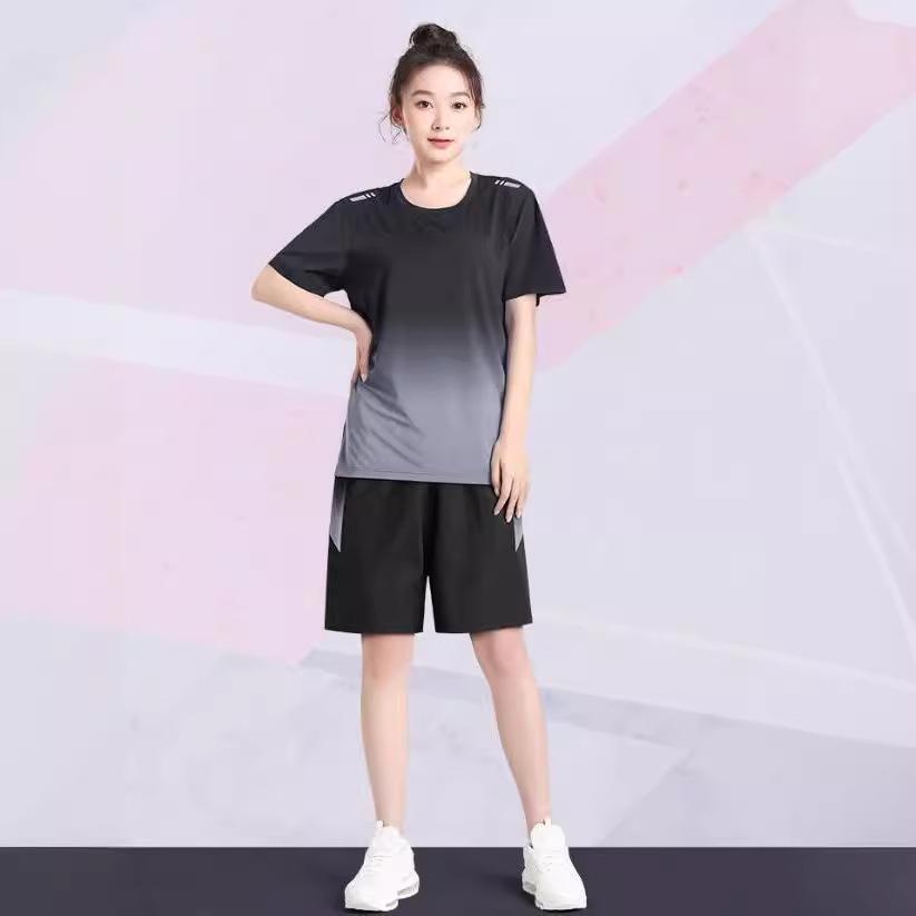 Women's Summer Mesh Sportswear Set - Quick-Dry Short Sleeve T-Shirt for Outdoor Running and Fitness