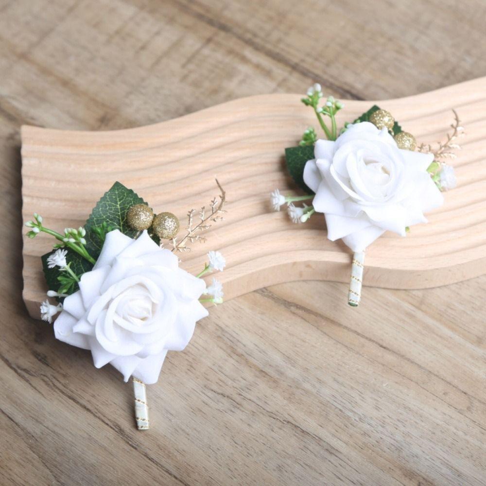 Delicate Groom Rose Boutonniere Simple Wedding Accessories Wedding Suit Corsage  Mariage Party